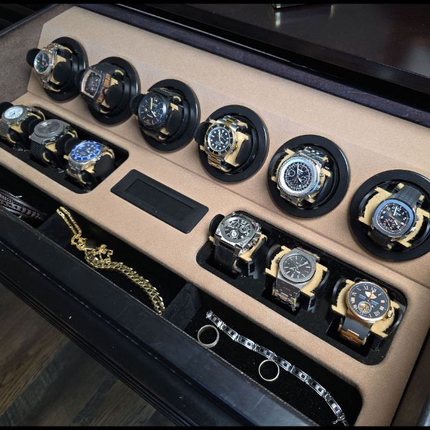 watch winder insert with 6 additional watch holders and jewelry tray